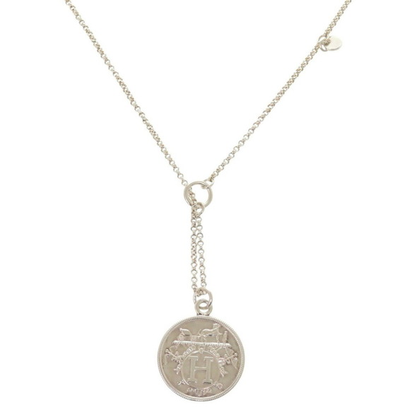 Like new Hermes Exlibris MM Silver 925 Necklace 1116HERMES - Picture 2 of 8